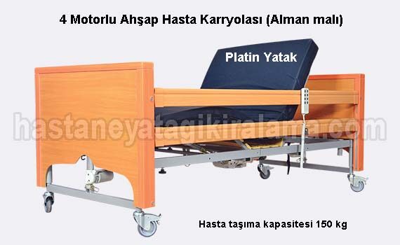 4 motorlu ahşap hasta karyolası